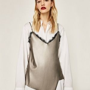 NWOT Zara Faux Leather Bronze Strappy Tank Knit